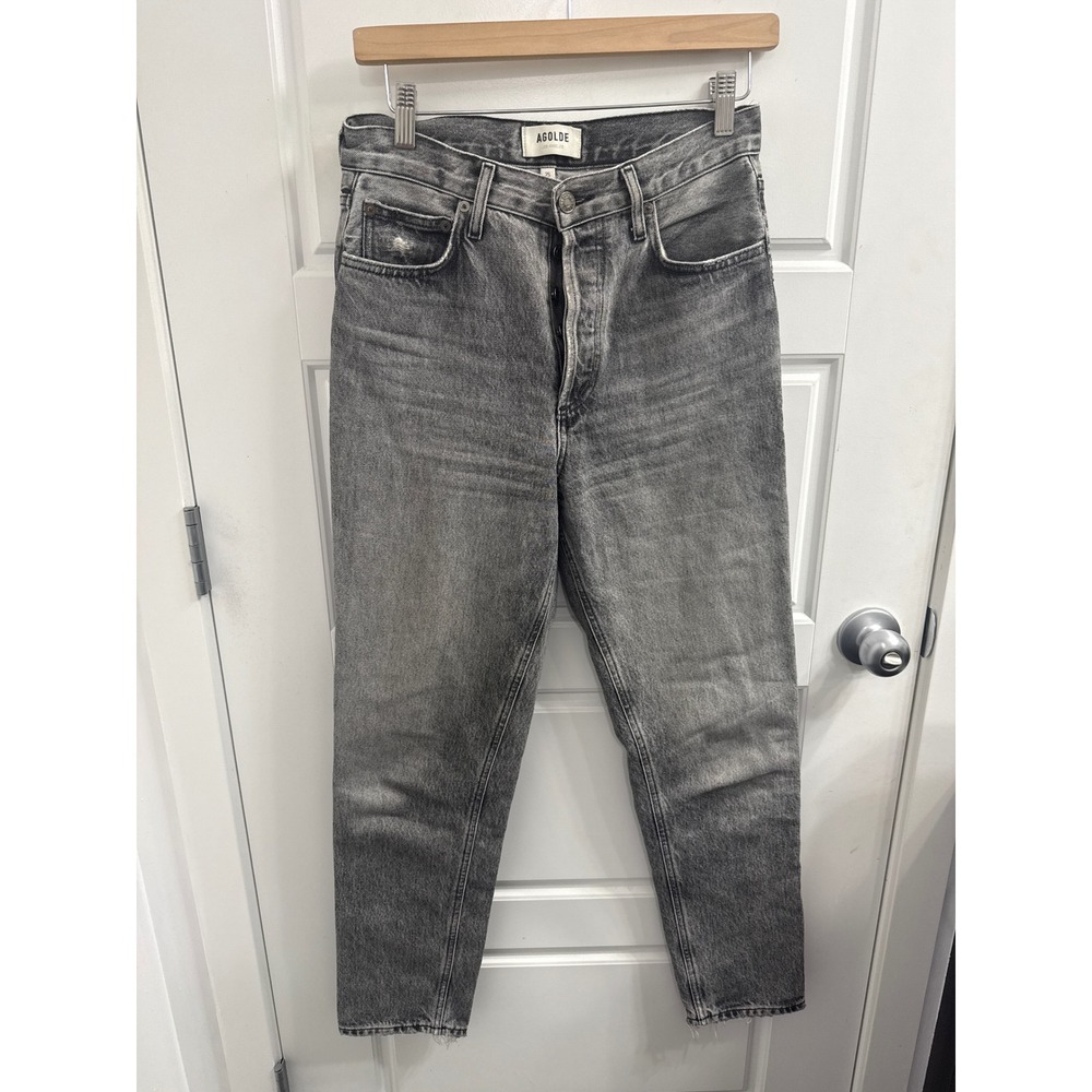 AGOLDE Womens Fen High Rise Straight Leg Jeans Grey Faded Denim Size 25